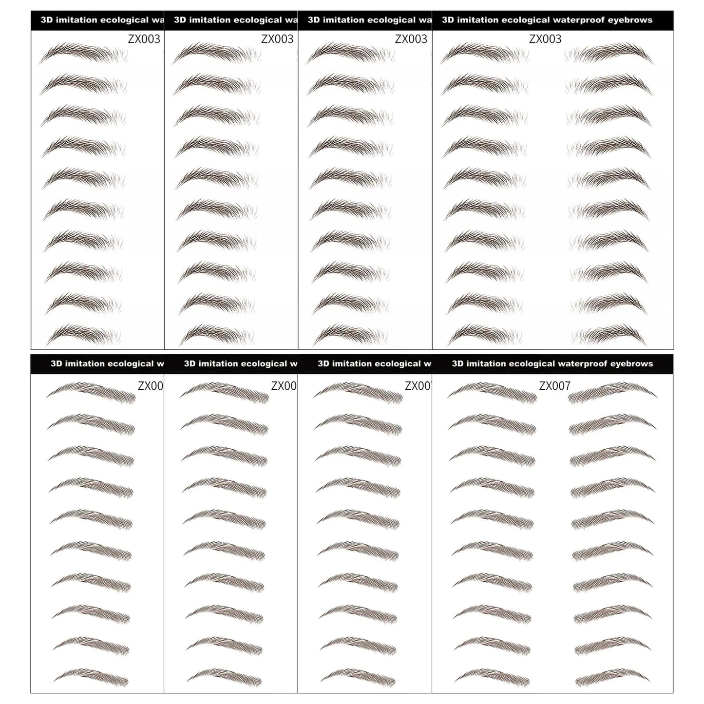 Tatuajes Temporales 4D para Cejas – Pack de 80 Pares Naturales LeonX