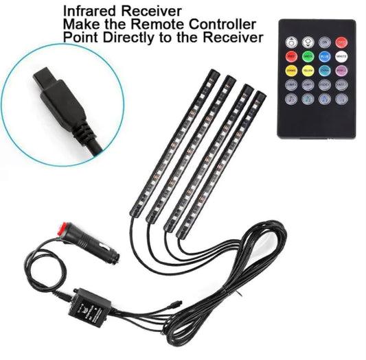 Luces LED RGB para Coche con Control de Ritmo Musical